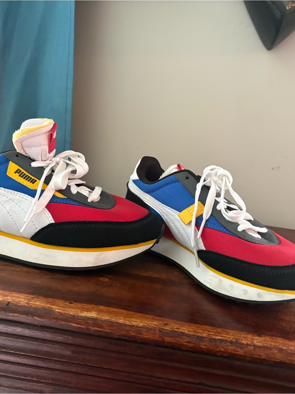 Puma Women Red Blue Yellow White Multicolor Platform Sneakers